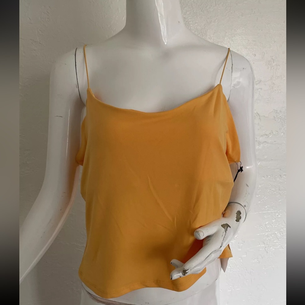 Leith Yellow Crop Top Sleeveless Spaghetti Strap Tank Top